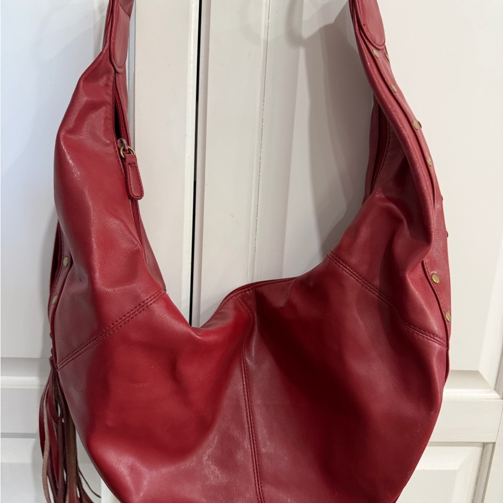 Red Leather Hobo Bag